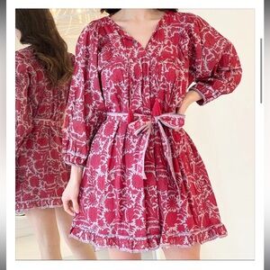 Cleobella Red and White Floral Mini Dress